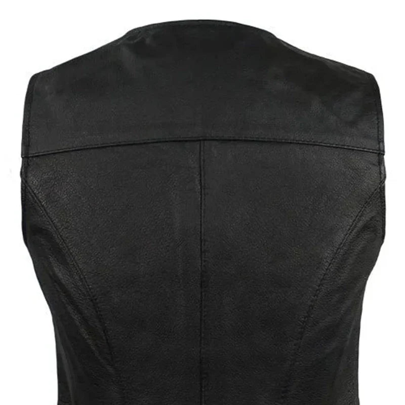 Women’s Leather Motorcycle Vest – Western Style - Lux Ryder