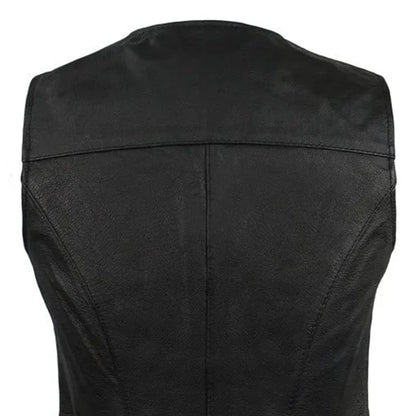 Women’s Leather Motorcycle Vest – Western Style - Lux Ryder