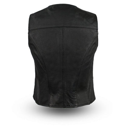 Women’s Leather Motorcycle Vest – Western Style - Lux Ryder