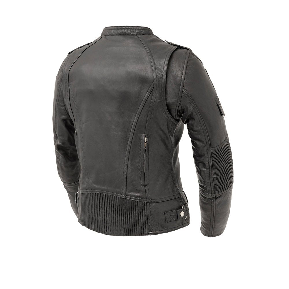 Women’s Leather Motorcycle Jacket with Asymmetrical Zip Design - Lux Ryder