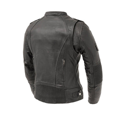 Women’s Leather Motorcycle Jacket with Asymmetrical Zip Design - Lux Ryder