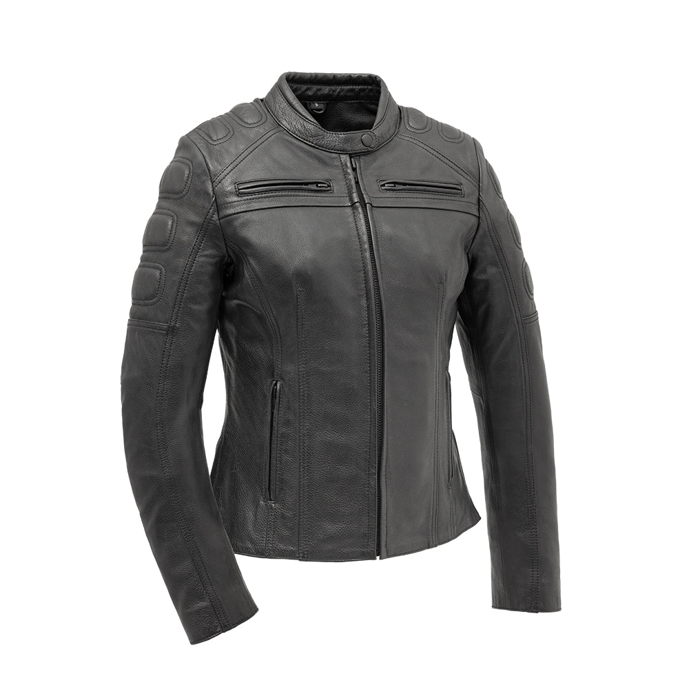 Women’s Leather Motorcycle Jacket with Padded Riding Design - Lux Ryder