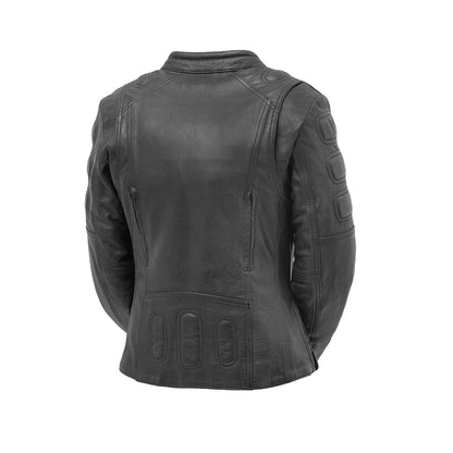 Women’s Leather Motorcycle Jacket with Padded Riding Design - Lux Ryder