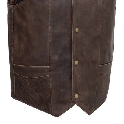 Texan Men's Motorcycle Western Style Leather Vest - Lux Ryder