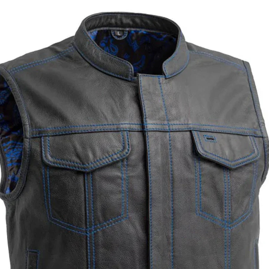 Men’s Leather Motorcycle Club Vest - Lux Ryder