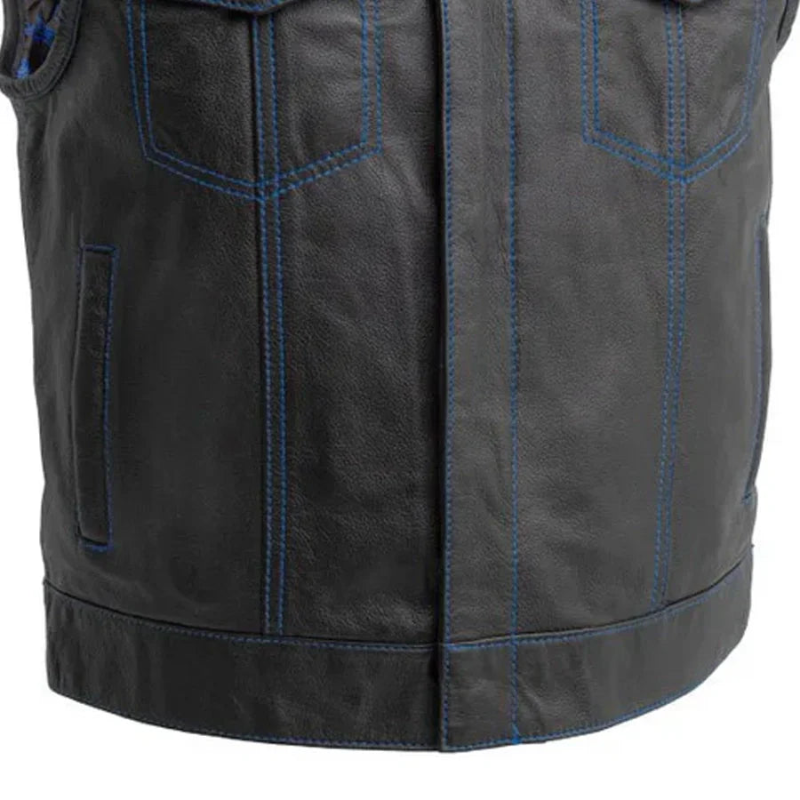 Men’s Leather Motorcycle Club Vest - Lux Ryder