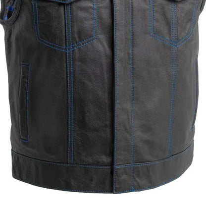 Men’s Leather Motorcycle Club Vest - Lux Ryder