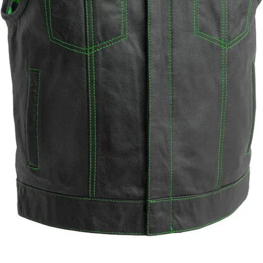 Men’s Leather Motorcycle Club Vest - Lux Ryder