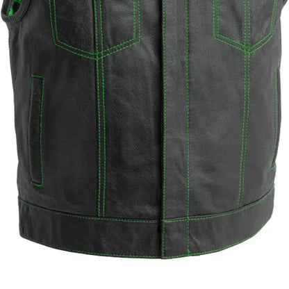 Men’s Leather Motorcycle Club Vest - Lux Ryder