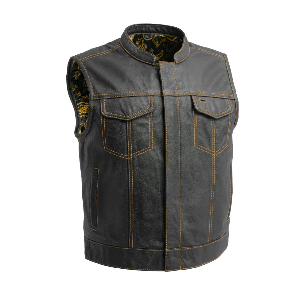 Men’s Leather Motorcycle Club Vest - Lux Ryder