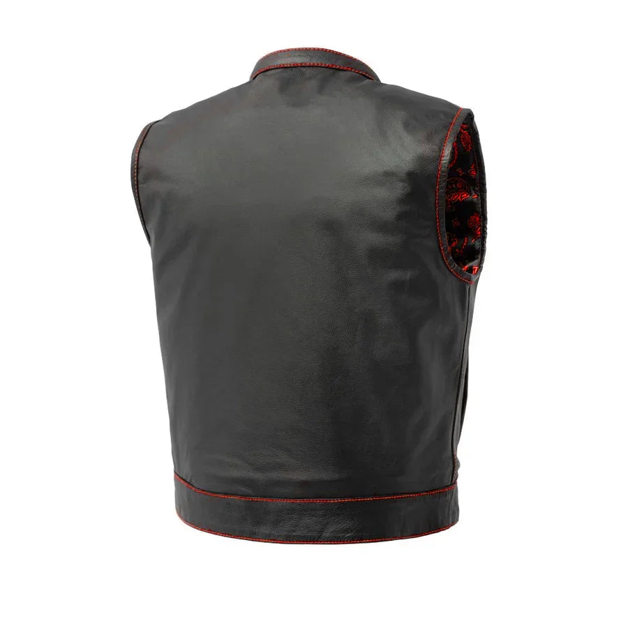 Men’s Leather Motorcycle Club Vest - Lux Ryder