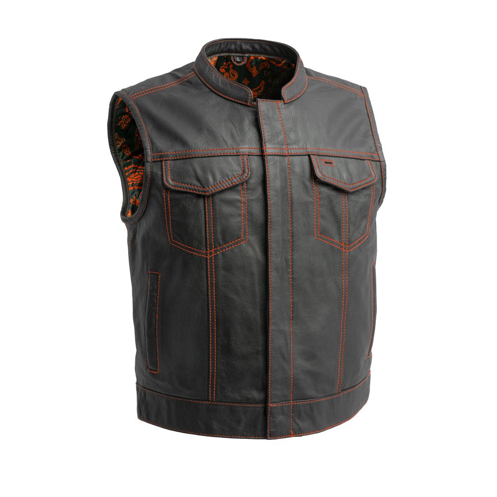 Men’s Leather Motorcycle Club Vest - Lux Ryder