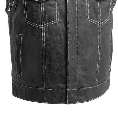 Men’s Leather Motorcycle Club Vest - Lux Ryder