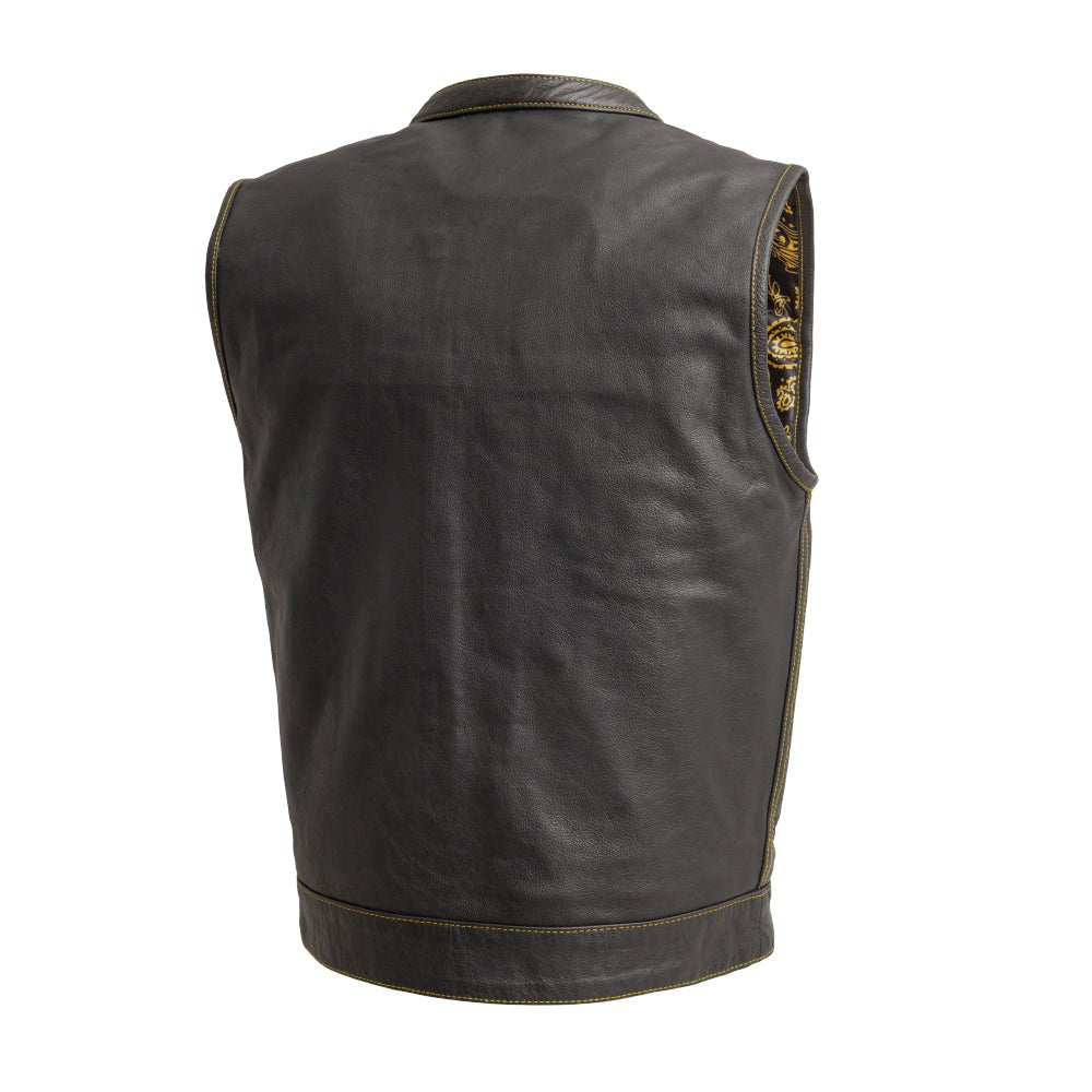 Men’s Leather Motorcycle Club Style Vest - Lux Ryder