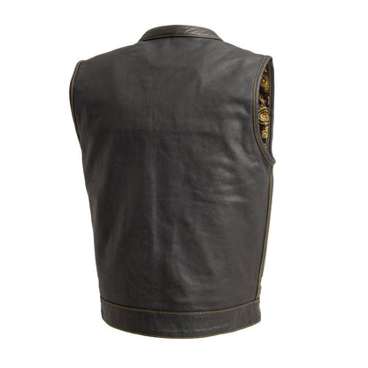 Men’s Leather Motorcycle Club Style Vest - Lux Ryder