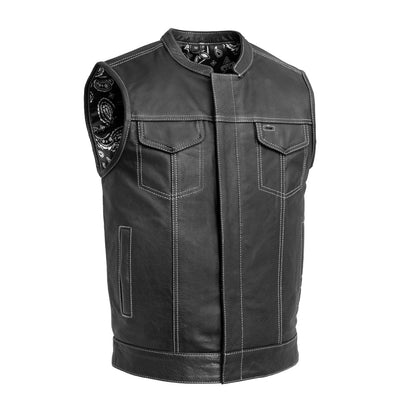 Men’s Leather Motorcycle Club Style Vest - Lux Ryder