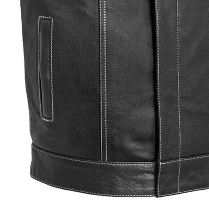 Men’s Leather Motorcycle Club Style Vest - Lux Ryder