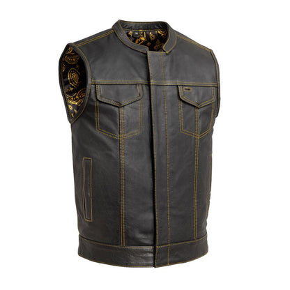 Men’s Leather Motorcycle Club Style Vest - Lux Ryder