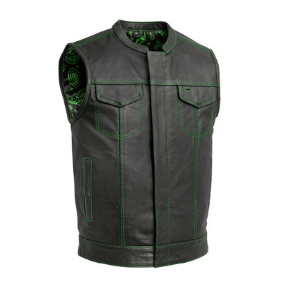 Men’s Leather Motorcycle Club Style Vest - Lux Ryder