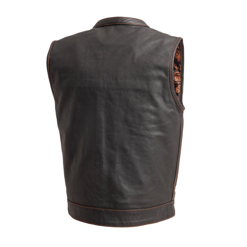 Men’s Leather Motorcycle Club Style Vest - Lux Ryder