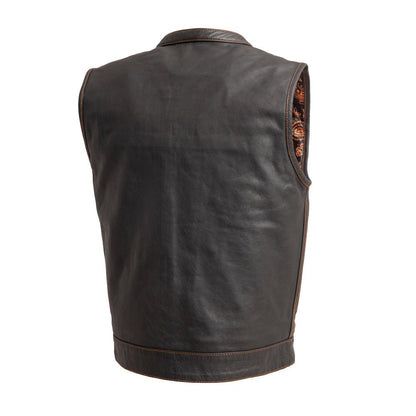 Men’s Leather Motorcycle Club Style Vest - Lux Ryder