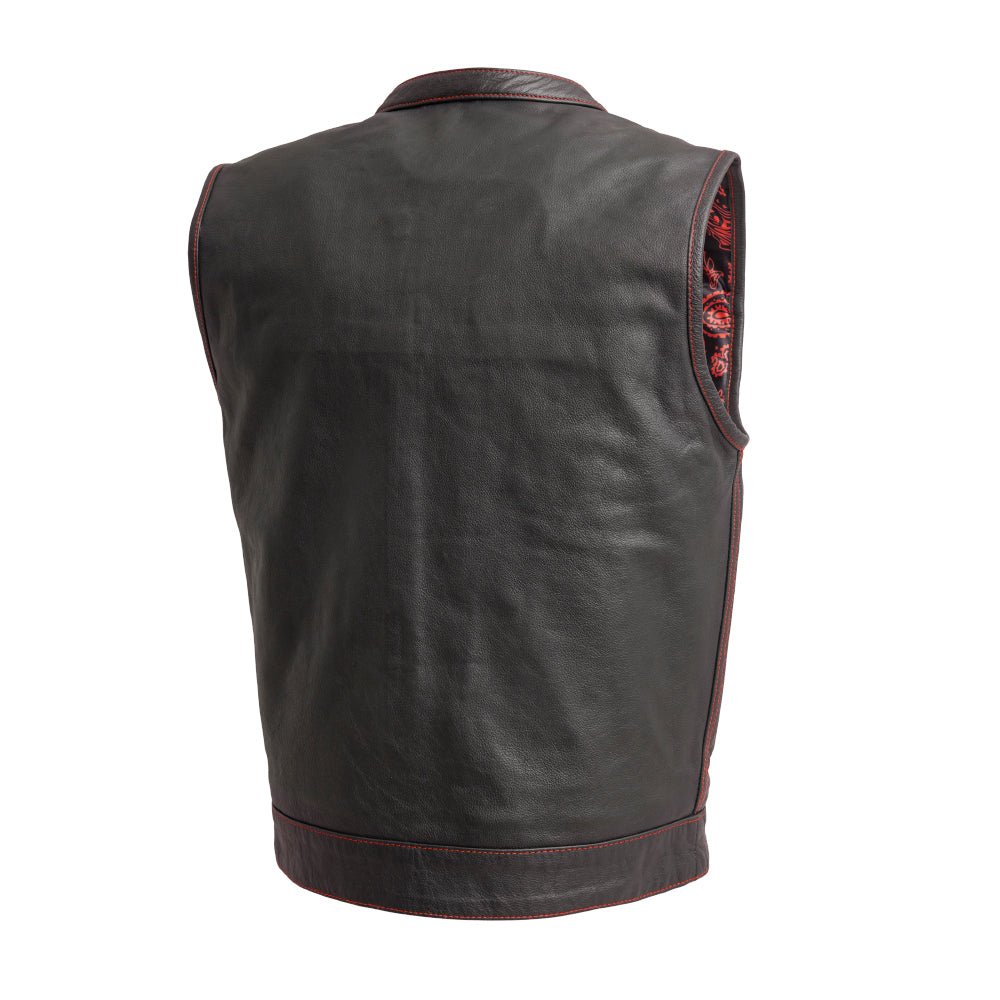 Men’s Leather Motorcycle Club Style Vest - Lux Ryder