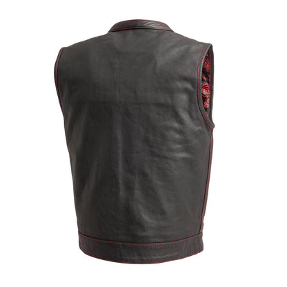 Men’s Leather Motorcycle Club Style Vest - Lux Ryder