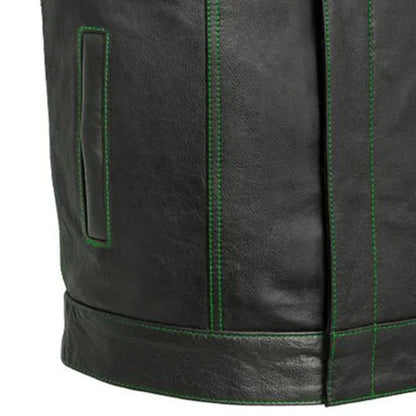 Men’s Leather Motorcycle Club Style Vest - Lux Ryder