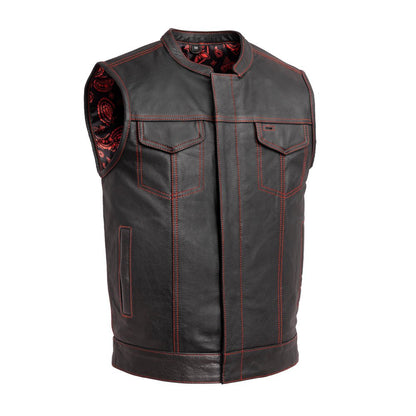 Men’s Leather Motorcycle Club Style Vest - Lux Ryder