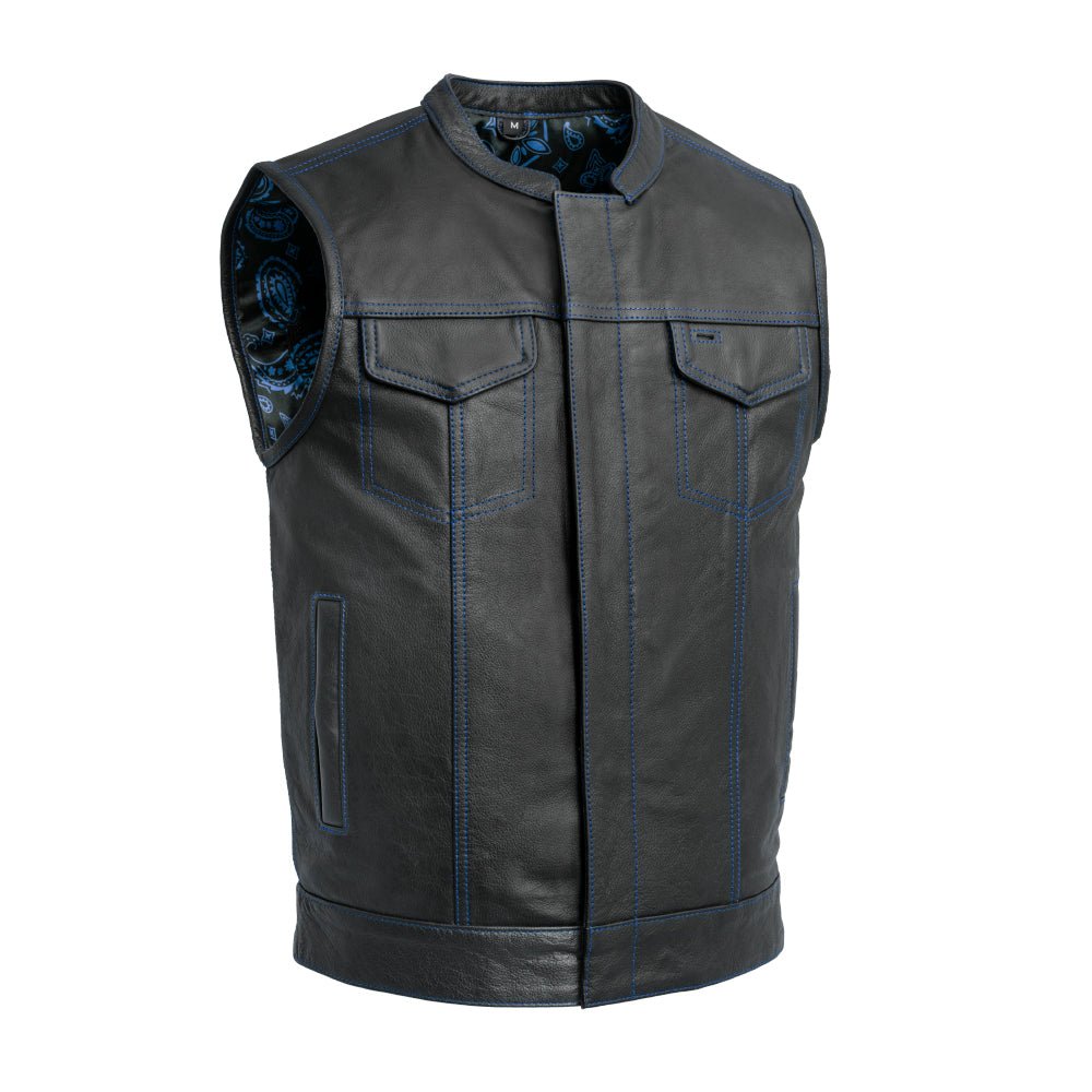 Men’s Leather Motorcycle Club Style Vest - Lux Ryder