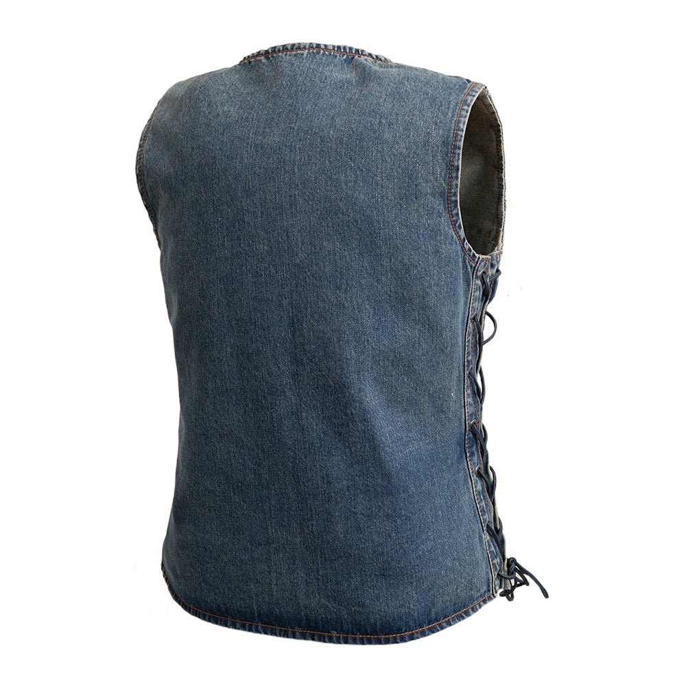 Women’s Denim Motorcycle Vest - Lux Ryder