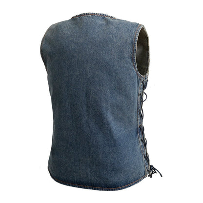 Women’s Denim Motorcycle Vest - Lux Ryder