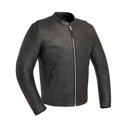 Men’s Lightweight Motorcycle Leather Jacket with Clean Minimal Design - Lux Ryder