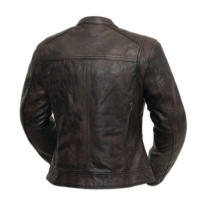 Women Leather Motorcycle Jacket with Ventilation and Thermal Liner - Lux Ryder
