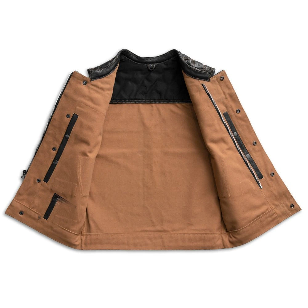 Hunt Club Motorcycle Leather Canvas Vest - Lux Ryder
