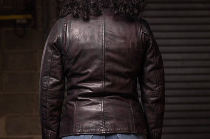 Women Leather Motorcycle Jacket with Lace Detail - Lux Ryder
